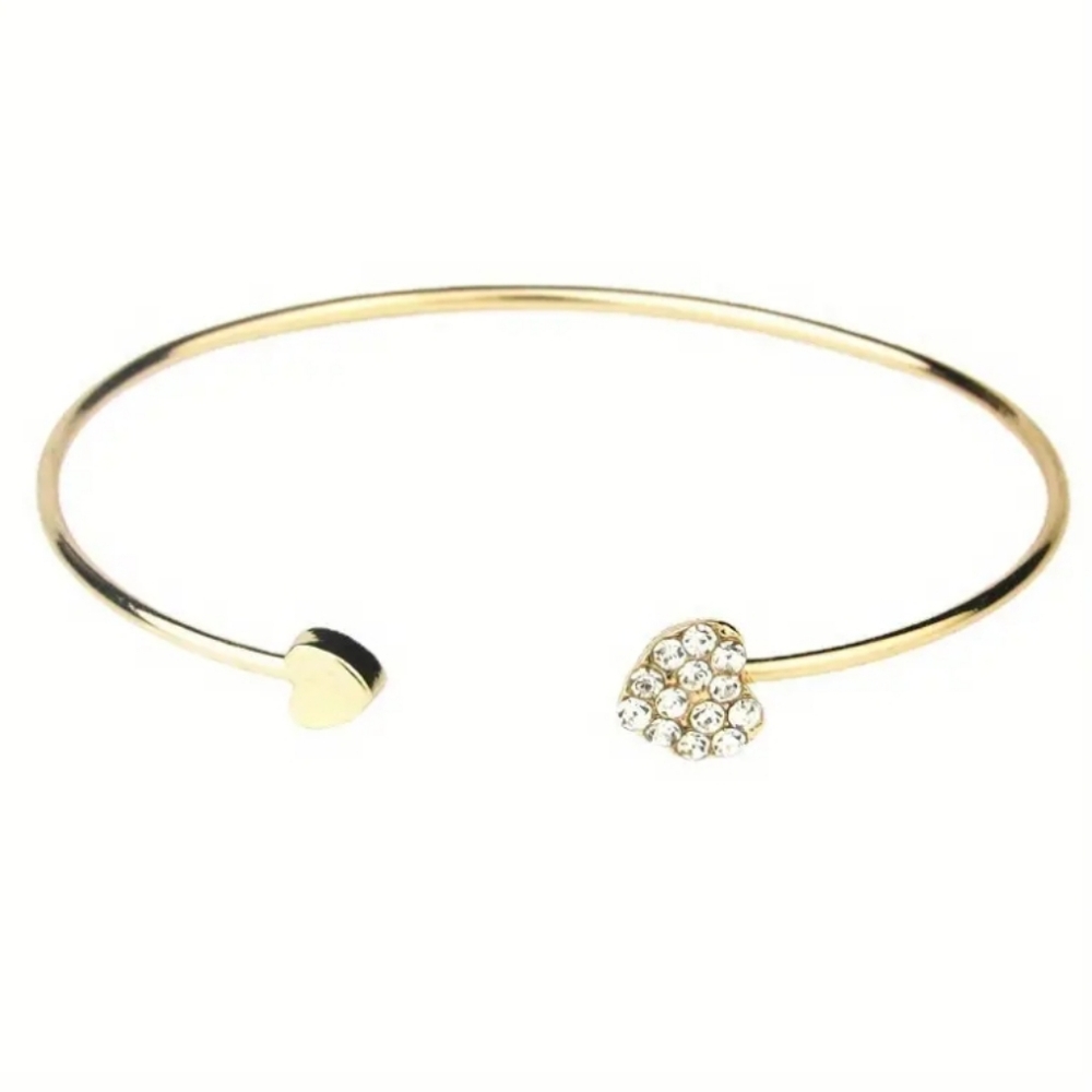 Gold Rhinestone Heart Bracelet